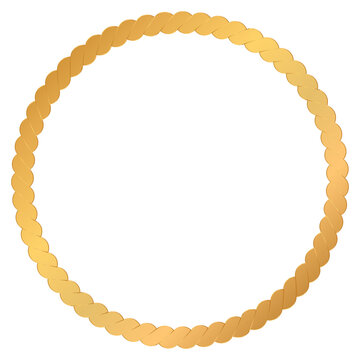 Golden circular rope frame outline 