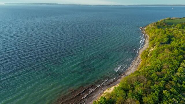 Hyperlapse - Aerial view of scenery over Germany's largest island R&uuml;gen in the Baltic Sea 