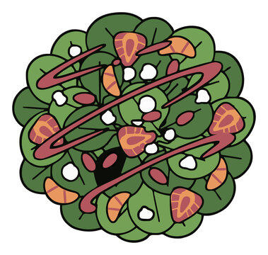 Fresh spinach salad bowl isolated on white background. Generative AI