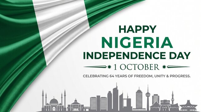 Happy nigeria independence day celebration with flag