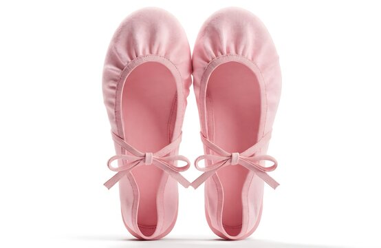Pair of light pink soft leather ballet slippers for dance with dance shoes