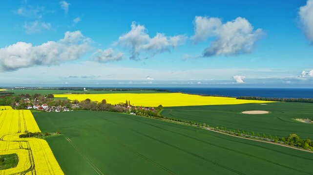Hyperlapse - Aerial view of scenery over Germany's largest island R&uuml;gen in the Baltic Sea 