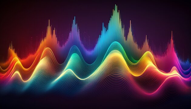 Soundwave Background With Rainbow Coloured Flowing Lines Design
