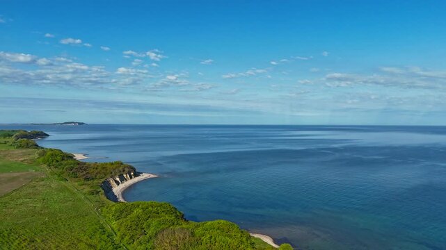 Hyperlapse - Aerial view of scenery over Germany's largest island R&uuml;gen in the Baltic Sea 
