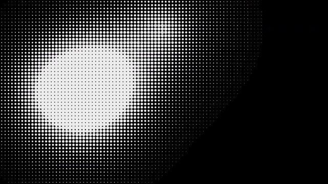 Abstract black and white halftone dot pattern animation, suitable for video backgrounds, motion graphics and concert visuals.