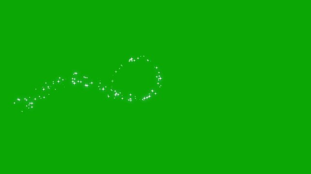White glowing star trail green background, fairy dust shimmer, christmas sparkle, twinkling stars, bokeh particles, elegant holiday magic, seamless 4k transition effect, hd video effect