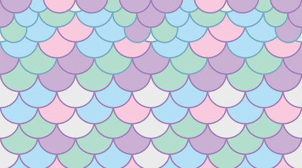 Pastel mermaid scales pattern vector, colorful fish scale background, soft rainbow sea shell texture for nursery wallpaper and fabric design © AbuHuraira