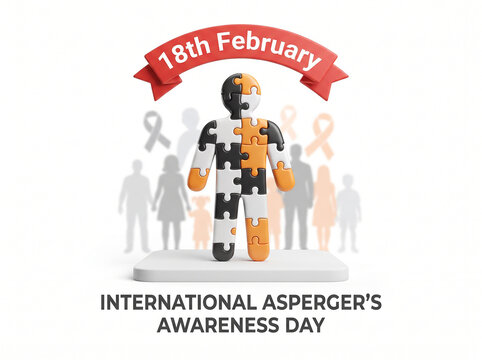 International asperger awareness day concept with puzzle piece human figure