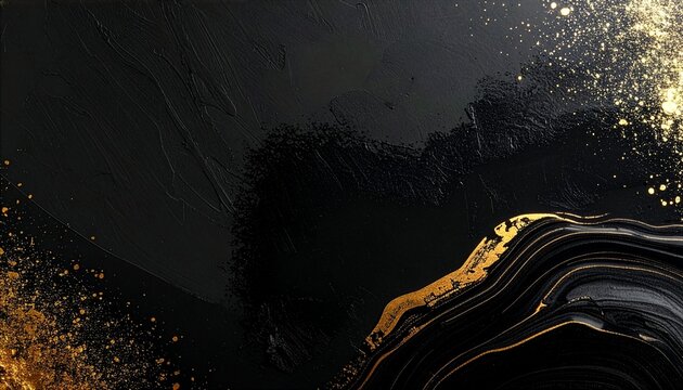 Luxury Japanese black lacquerware Urushi texture background with copy space