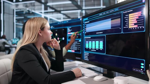 Cybersecurity Analysts Monitor Network Threats