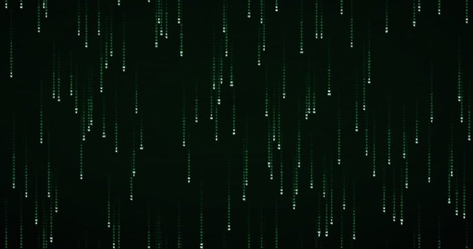 Devanagari characters cascade down in a phosphor green matrix rain animation, creating a deep mainframe atmosphere.