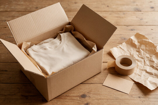 Small ecommerce business packing online order in cardboard box