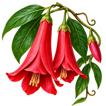 Copihue Flower PNG Isolated on Transparent Background