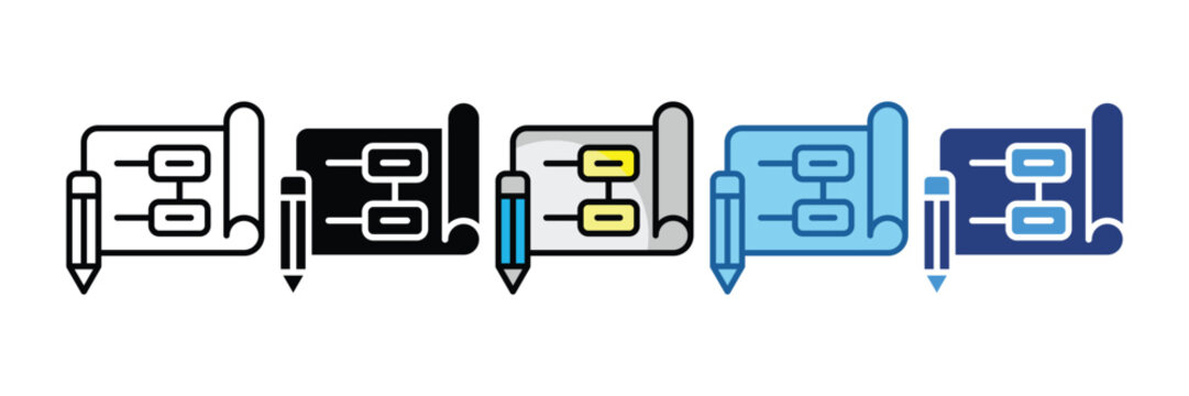 Planning  Icon Set Multiple Style Collection