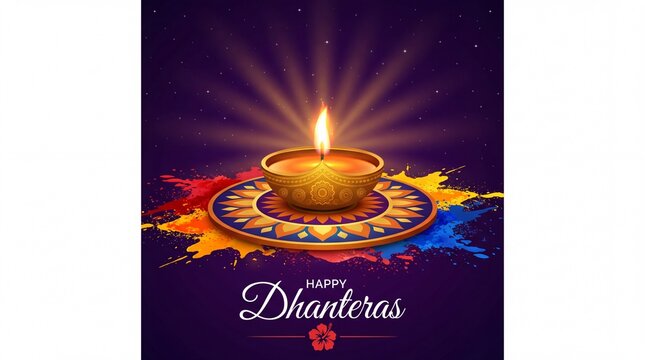 Dhanteras card illustration in watercolor style.
