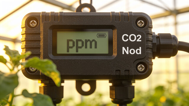 Moisture sensor measures soil conditions in a greenhouse for smart farming practices