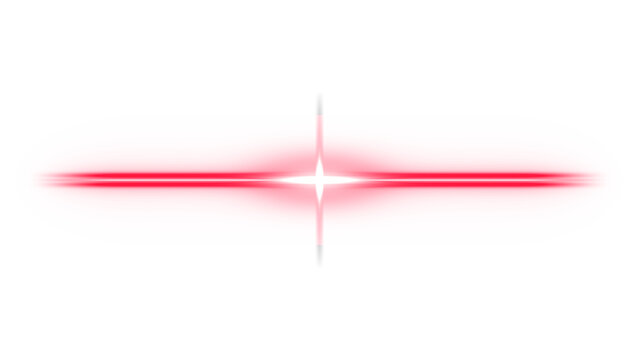 Futuristic glowing laser beam with bright white center and red surrounding energy effect on a transparent background transparent background