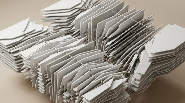 Large stack of folded white paper waiting to be used for printing or writing