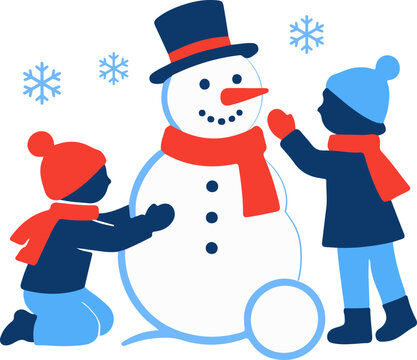 Building a Snowman, children building a snowman