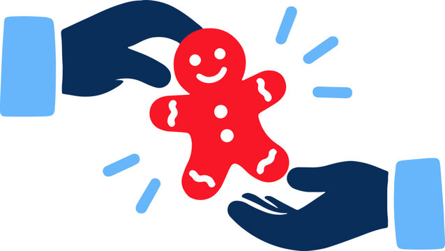Christmas Gingerbread Gift, hands giving Christmas gingerbread