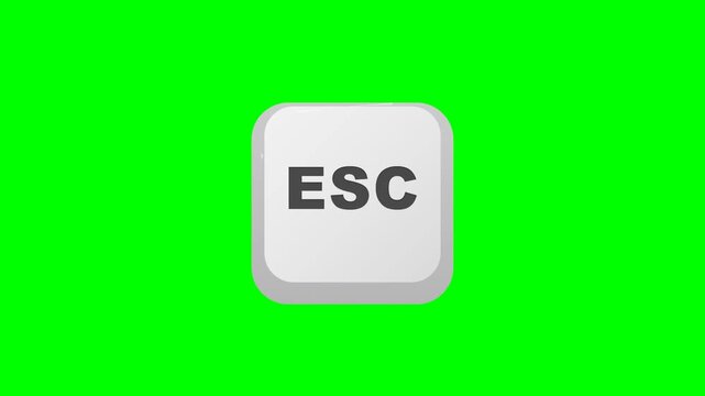 A large, detailed ESC keyboard key animation shown pressing down on a clean solid green chroma key background