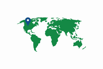 green world map with pin © Predrag