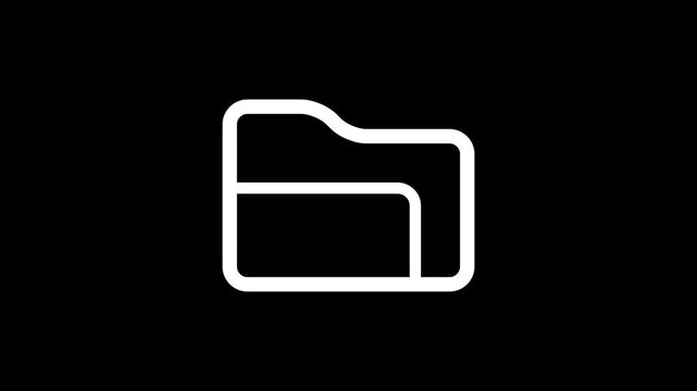 Animated Digital File Folder Data Management System Icon Storage Web Element on Black Background