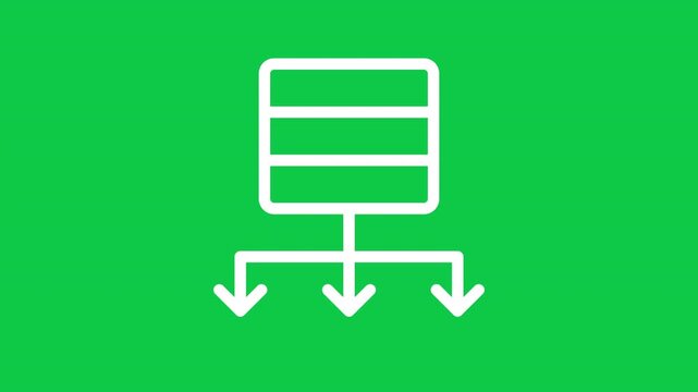 Database Server Network Structure Flowchart Data Distribution Icon On Green Screen