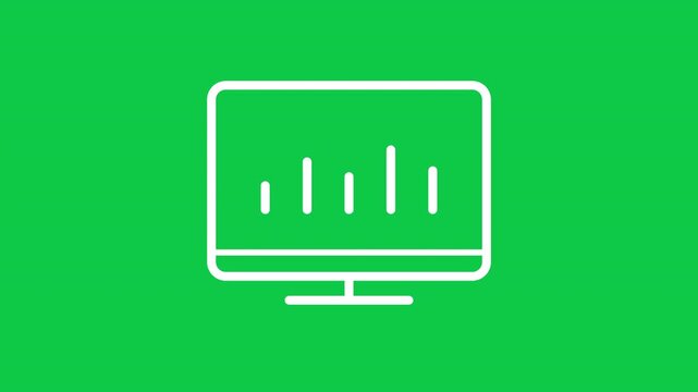Desktop Computer Analytics Dashboard Interface Icon Motion On Green Screen