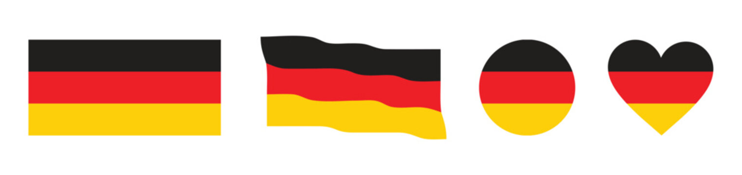 German Flag Icon Set in Various Shapes