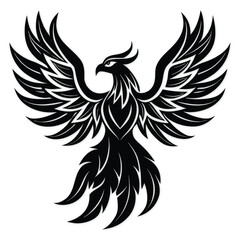 Fototapeta premium Phoenix Bird Vector Illustration - Tribal Mythological Firebird Silhouette