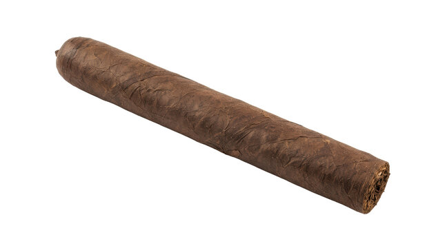 Rolled tobacco leaf cigar isolated on white background