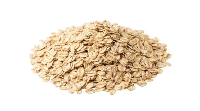 Pile of rolled oats isolated on white background