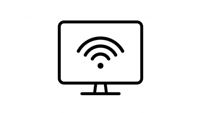 Smart Monitor Screen With Wireless Wifi Connectivity Symbol For Internet Technology Concept