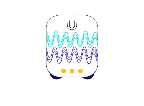 Compact smart audio device featuring voice activation and sound wave display technology