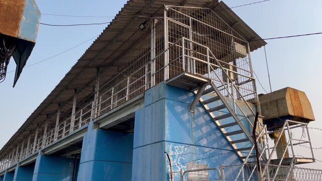 Alternative Low Angle View of Rural Water Gate Control Building Infrastructure