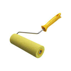 Fototapeta premium Yellow foam roller with wooden handle for exercise and stretching isolated on transparent background