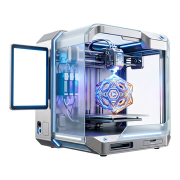 3d food printer printing dessert in a modern kitchen environment with transparent background