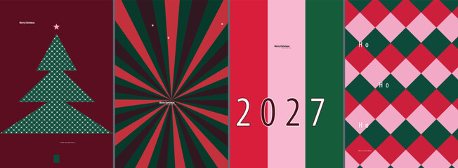 Obraz premium Modern Minimalist Christmas Patterns and Festive Holiday Greeting Card Backgrounds for Twenty Twenty Seven New Year Celebration