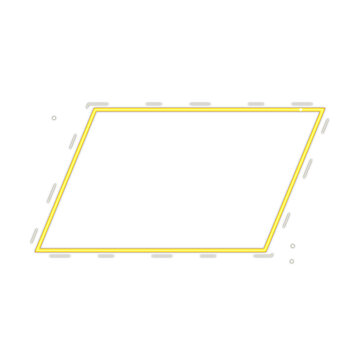 Yellow geometric parallelogram frame with modern minimalist outline for infographic text highlight.