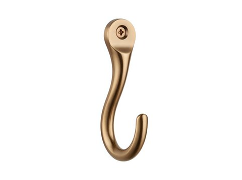 Polished brass hook with curved design and mounting hole