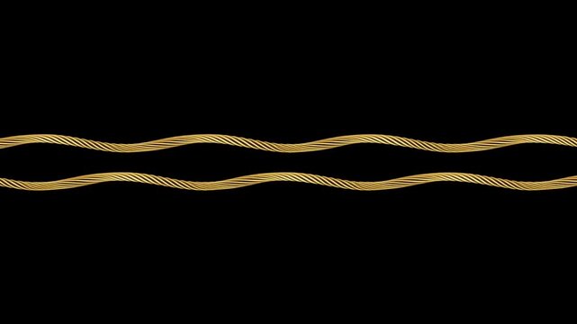 Two golden twisted cables arranged as parallel wavy lines against black background