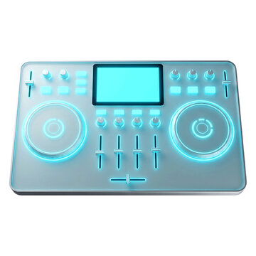 DJ mixer controller performing music mixing in studio environment with digital interface