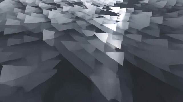 Abstract low poly surface with moving light across 3D geometric facets