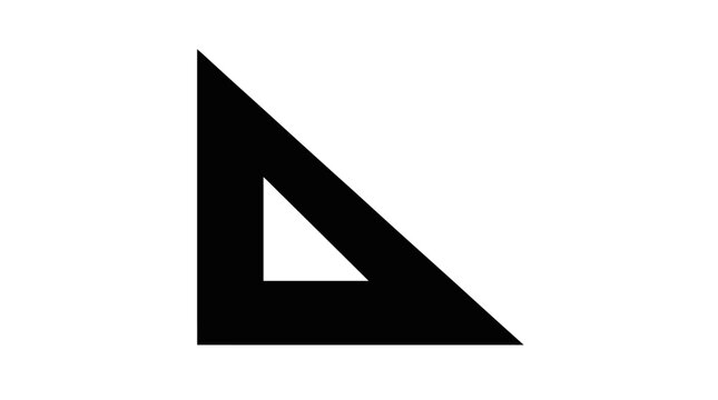 Black triangle set square silhouette on a white background