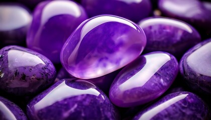 Tumbled Polished Amethyst Pebble Heap Purple Smooth Stones Macro