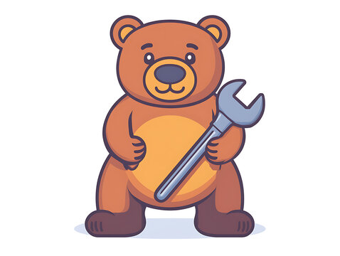 ute bear cartoon character illustration in flat vector style, adorable woodland animal isolated on white background