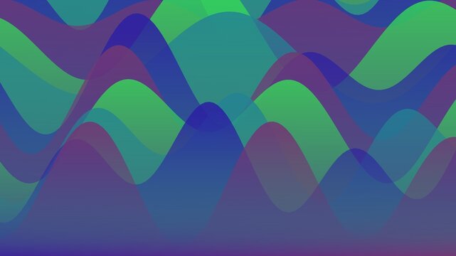 Abstract Wavy Background with Overlapping Purple Blue and Green Sinusoidal Layers for Data Visuals