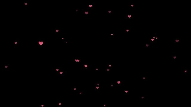 Pink Like Hearts Explosion Animation with Alpha Channel. Social Media Reaction Icons Burst, Fly and Scatter on Transparent Background for Likes, Engagement, Feedback and Viral Content Overlay.