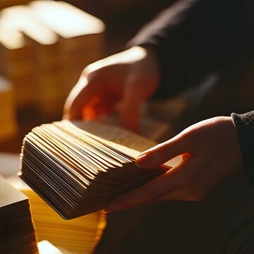 Library Index Cards Arranged by Hand for business presentation